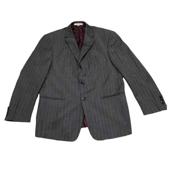Franco Valentino Wool Sports Coat Blazer Size 42R 42 Regular Gray Striped Wool - Picture 1 of 9